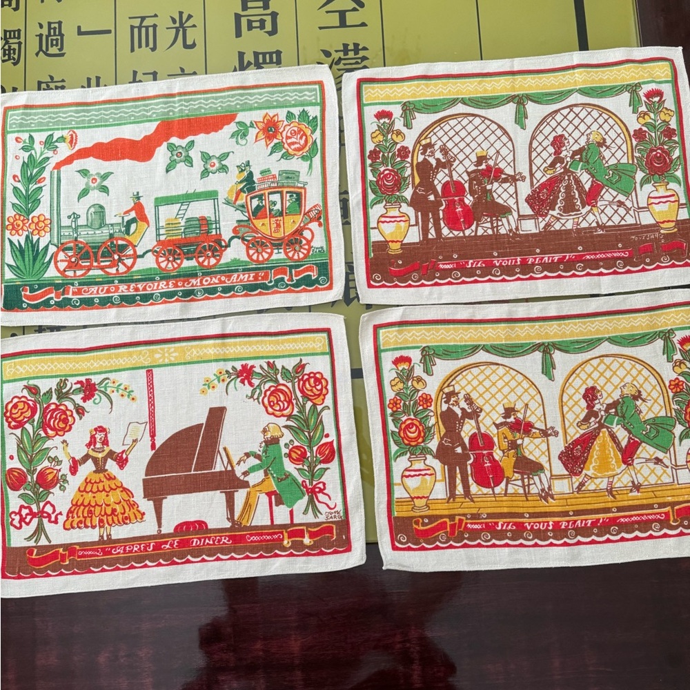 Very rare 1940’s vintage Tony Sarg linen placemats